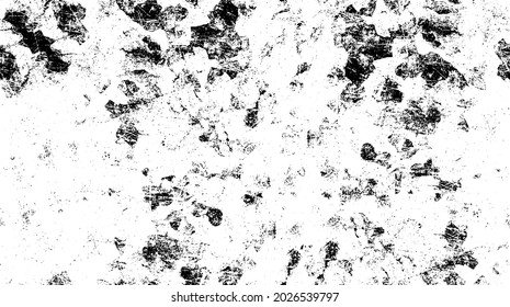 Textura de pared de edad. Grave y desordenada superposición de una pared vacía, envejecida y raspada. Agarra un fondo sucio y áspero. Ilustración vectorial. Negro aislado sobre fondo blanco. EPS10.