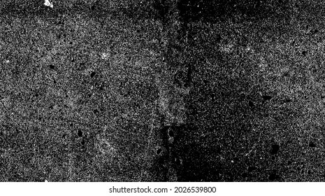 Textura de pared de edad. Grave y desordenada superposición de una pared vacía, envejecida y raspada. Agarra un fondo sucio y áspero. Ilustración vectorial. Negro aislado sobre fondo blanco. EPS10.