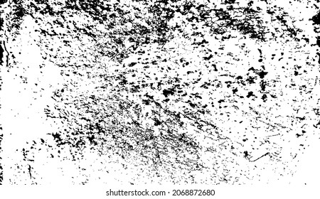 Textura de pared de edad. Grave y desordenada superposición de una pared vacía, envejecida y raspada. Agarra un fondo sucio y áspero. Ilustración vectorial. Negro aislado sobre fondo blanco. EPS10.