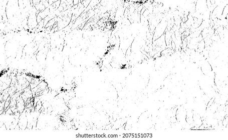 Textura de pared de edad. Grave y desordenada superposición de una pared vacía, envejecida y raspada. Agarra un fondo sucio y áspero. Ilustración vectorial. Negro aislado sobre fondo blanco. EPS10.