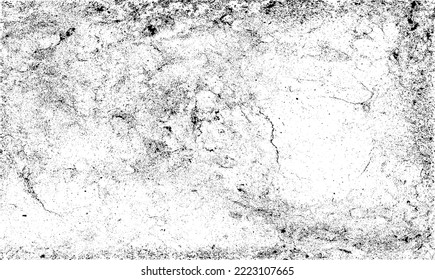 Aged wall texture. Grainy messy overlay of empty, aging, scratched wall. Grunge rough dirty background. Vector Illustration. Black isolated on white background. EPS10.