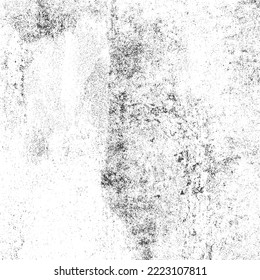 Aged wall texture. Grainy messy overlay of empty, aging, scratched wall. Grunge rough dirty background. Vector Illustration. Black isolated on white background. EPS10.