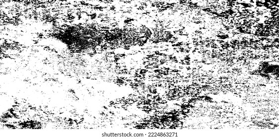 Alterte Wandstruktur. Grainy chaotisches Overlay von leerer, alternder, gekratzter Wand. Grunge, rauer, schmutziger Hintergrund. Vektorgrafik. Schwarz einzeln auf weißem Hintergrund. EPS10.