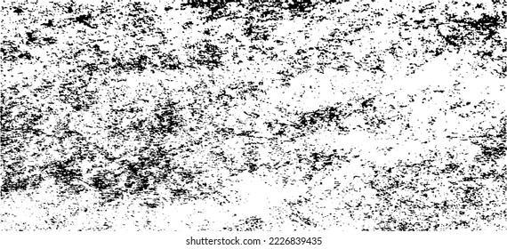 Textura de pared de edad. Grave y desordenada superposición de una pared vacía, envejecida y raspada. Agarra un fondo sucio y áspero. Ilustración vectorial. Negro aislado sobre fondo blanco. EPS10.