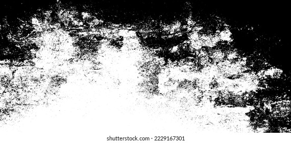 Textura de pared de edad. Grave y desordenada superposición de una pared vacía, envejecida y raspada. Agarra un fondo sucio y áspero. Ilustración vectorial. Negro aislado sobre fondo blanco. EPS10.