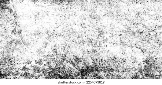 Textura de pared de edad. Grave y desordenada superposición de una pared vacía, envejecida y raspada. Agarra un fondo sucio y áspero. Ilustración vectorial. Negro aislado sobre fondo blanco. EPS10.