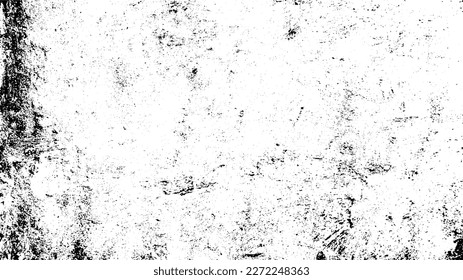 Textura de pared de edad. Grave y desordenada superposición de una pared vacía, envejecida y raspada. Agarra un fondo sucio y áspero. Ilustración vectorial. Negro aislado sobre fondo blanco. EPS10.