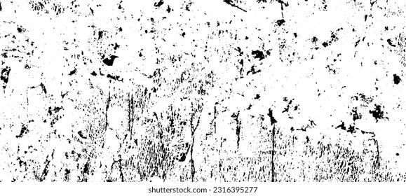 Aged wall texture. Grainy messy overlay of empty, aging, scratched wall. Grunge rough dirty background. Vector Illustration. Black isolated on white background. EPS10.