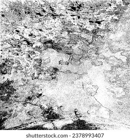 Alterte Wandstruktur. Grainy chaotisches Overlay von leerer, alternder, gekratzter Wand. Grunge, rauer, schmutziger Hintergrund. Vektorgrafik. Schwarz einzeln auf weißem Hintergrund. EPS10.