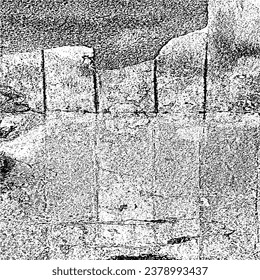 Aged wall texture. Grainy messy overlay of empty, aging, scratched wall. Grunge rough dirty background. Vector Illustration. Black isolated on white background. EPS10.