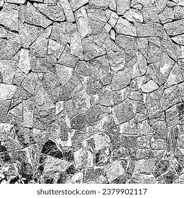 Aged wall texture. Grainy messy overlay of empty, aging, scratched wall. Grunge rough dirty background. Vector Illustration. Black isolated on white background. EPS10.