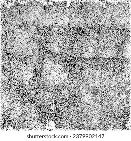 Aged wall texture. Grainy messy overlay of empty, aging, scratched wall. Grunge rough dirty background. Vector Illustration. Black isolated on white background. EPS10.