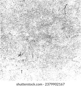 Aged wall texture. Grainy messy overlay of empty, aging, scratched wall. Grunge rough dirty background. Vector Illustration. Black isolated on white background. EPS10.