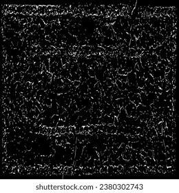 Textura de pared de edad. Grave y desordenada superposición de una pared vacía, envejecida y raspada. Agarra un fondo sucio y áspero. Ilustración vectorial. Negro aislado sobre fondo blanco. EPS10.