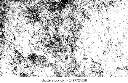 Aged wall texture. Old, weathered, uneven surface background. Grunge overlay of cracks and dust. Vector illustration. Black isolated on white background. EPS10.
