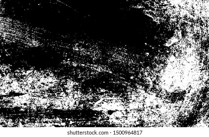 Aged wall texture. Old, weathered, uneven surface background. Grunge overlay of cracks and dust. Vector illustration. Black isolated on white background. EPS10.