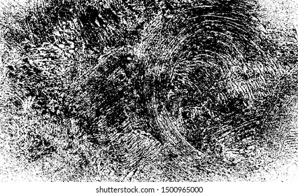 Aged wall texture. Old, weathered, uneven surface background. Grunge overlay of cracks and dust. Vector illustration. Black isolated on white background. EPS10.