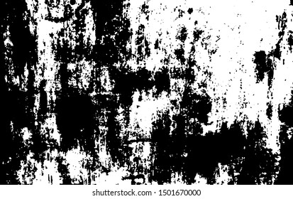 Aged wall texture. Old, weathered, uneven surface background. Grunge overlay of cracks and dust. Vector illustration. Black isolated on white background. EPS10.