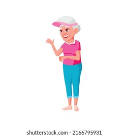 aged woman enjoying in golf club cartoon vector. aged woman enjoying in golf club character. isolated flat cartoon illustration