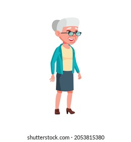 aged woman walking in mall cartoon vector. aged woman walking in mall character. isolated flat cartoon illustration