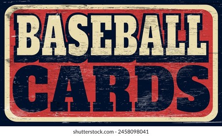 Cartas de béisbol envejecidas y gastadas firman en madera
