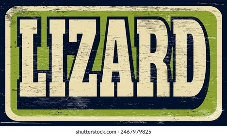 Signo de lagarto envejecido y gastado en madera