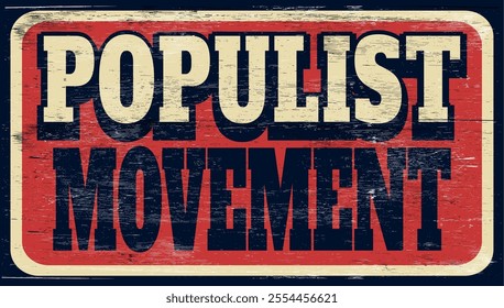 Aged and worn populist movement sign