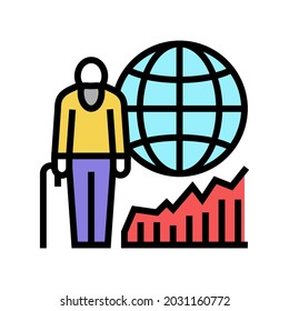 ageing social problem color icon vector. ageing social problem sign. isolated symbol illustration