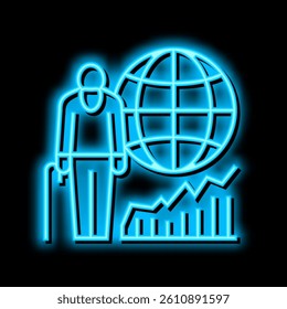 ageing social problem neon light sign vector. ageing social problem illustration