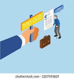 Ageism Discrimination In Society Isometric 3d Vector Illustration Concept For Banner, Website, Illustration, Landing Page, Flyer, Etc.