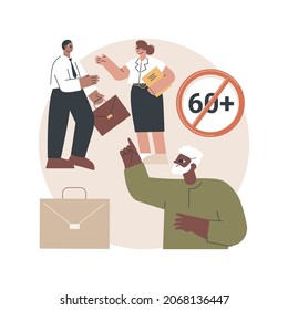 Ageism Social Problem Abstract Concept Vector Illustration. Stop Ageism, Elderly Employment Difficulties, Discrimination At Workplace, Older People, Negative Stereotype Abstract Metaphor.