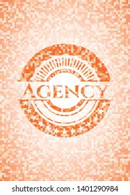 Agency abstract orange mosaic emblem with background