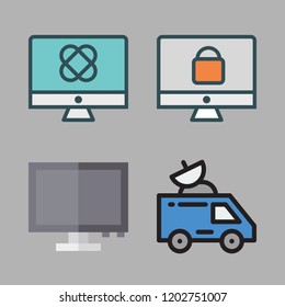 agency icon set. vector set about monitor and satellite icons set.