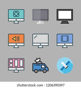 agency icon set. vector set about satellite and monitor icons set.