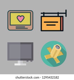 agency icon set. vector set about monitor, satellite and advertisement icons set.