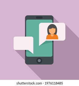 Agency phone chat icon. Flat illustration of agency phone chat vector icon for web design