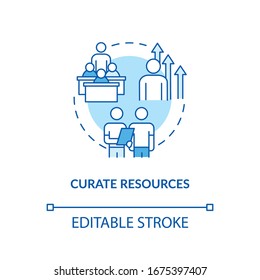 Agency resource curation concept icon. HR management idea thin line illustration. Staff training and workflow organization. Vector isolated outline RGB color drawing. Editable stroke