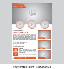 Agency standard flyer design suitable for all kinds of businesses. Best fit for company, agency, software firm, interior design firm, school and colleges, etc. editable well organized layered file.