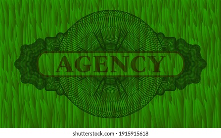 Texto de la agencia dentro de la placa de pasto de la moneda lineal. Eco elegante fondo. Ilustración. 