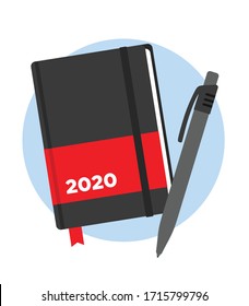 Agenda of 2020 year with pen. To do list. Timetable.