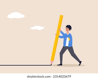 Agenda and appointment concept. Marker or highlight important information, reminder or note for business message, plan for success, serious businessman highlight important marker with pen.
