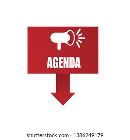 Agenda banner - speech bubble with megaphone. label,sticker,tag
