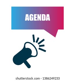 Agenda banner - speech bubble with megaphone. label,sticker,tag