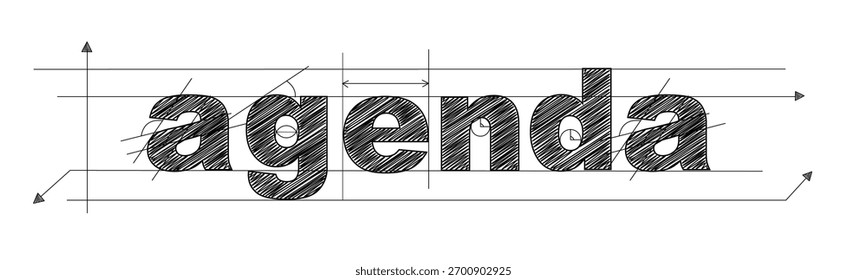 ORDEN DEL DÍA Vector negro Anuncio de tipografía de texto
