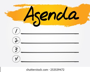 Agenda Blank List, vector concept background