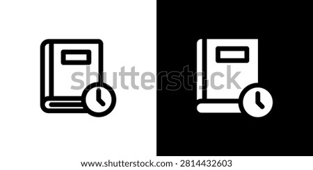 Agenda Book Diary Organizer Icon concept with flat Black White Background. Vector illustration.