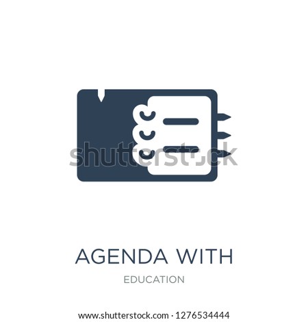 agenda with bookmarks icon vector on white background, agenda with bookmarks trendy filled icons from Education collection, agenda with bookmarks vector illustration