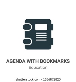 Agenda with bookmarks vector icon on white background. Flat vector agenda with bookmarks icon symbol sign from modern education collection for mobile concept and web apps design.