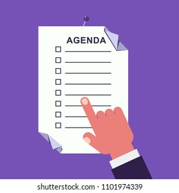 Agenda concept. Flat vector cartoon illustration. Objects isolated on a white background.