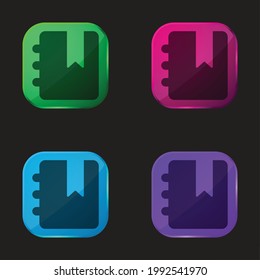 Agenda four color glass button icon